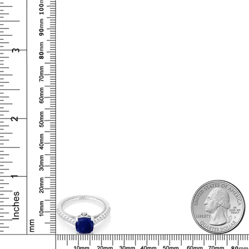 Miniatura 6 de Gem Stone King Anillo de compromiso de plata de ley 925 con piedra natal de 0.276 in y zafiro blanco creado Anillo de compromiso de boda