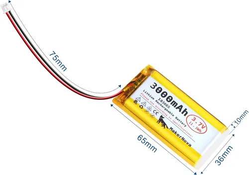 Miniatura 2 de Paquete de 4 baterías LiPo de 3.7 V 103665 3000 mAh, 1S 3C recargable, conector Micro JST 1.25, placa de protección dual
