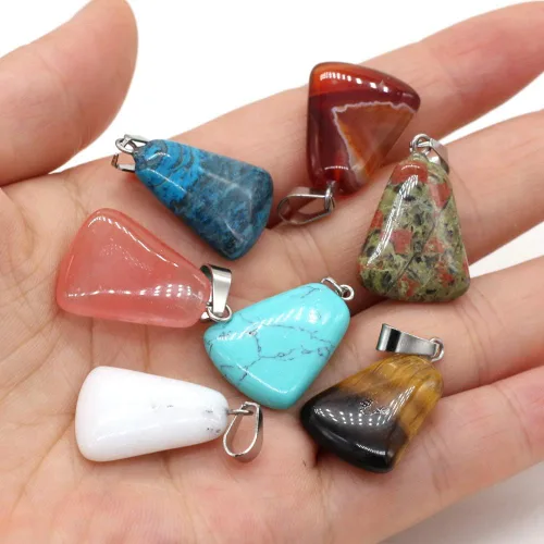 Miniatura 2 de 10 colgantes de piedra natural con forma trapezoidal azul turquesa chakra semi-preciosa para hacer joyas