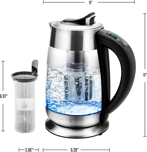 Miniatura 8 de OVENTE Hervidor Eléctrico de Vidrio 1.8 Litros sin BPA - 1500W con Infusor de Acero Inoxidable, Control de Temperatura Ajustable, Apagado KG661S