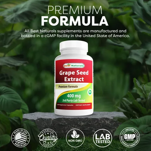 Miniatura 5 de Best Naturals Extracto de semilla de uva 400 mg cápsula vegetariana, 120