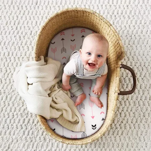 Miniatura 5 de BROLEX - Juego de sábanas elásticas ajustables para moisés, paquete de 2 sábanas para moisés/colchón, unisex, para niños y niñas, ultra suave