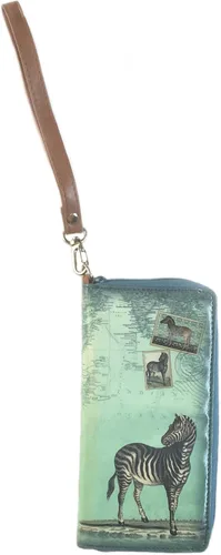 Miniatura 4 de Cartera de pulsera de cuero vegano Zebra, Turquesa