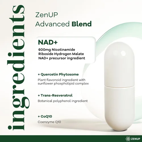 Miniatura 6 de NAD+ Suplemento 1100 mg ribósido liposomal de nicotinamida con resveratrol y quercetina Enfoque mental 120 cápsulas