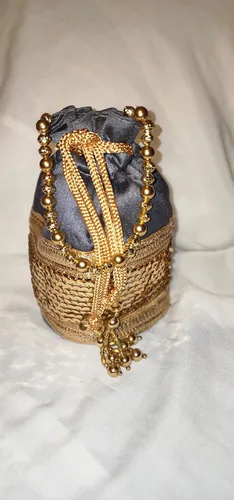 Miniatura 3 de Bolsos Potli de seda bordados a mano para mujer Para salidas nocturnas bodas y fiestas con cordón