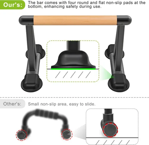Miniatura 4 de Dolibest Push Up Bar, 12'' High Parallettes Bars with Wooden Handles, Stable and Comfortable Calisthenics Equipment, Suitable for Handstand, L-Sit