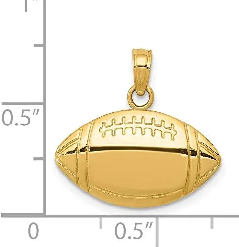 Miniatura 4 de Solid 14k Yellow Gold Football Charm - 13mm