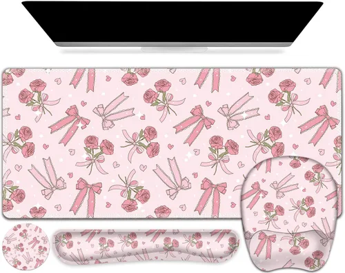 Miniatura 41 de Alfombrilla de ratón grande 4 en 1, juego de reposamuñecas para teclado, alfombrilla de ratón ergonómica con soporte para la muñeca, alfombrilla