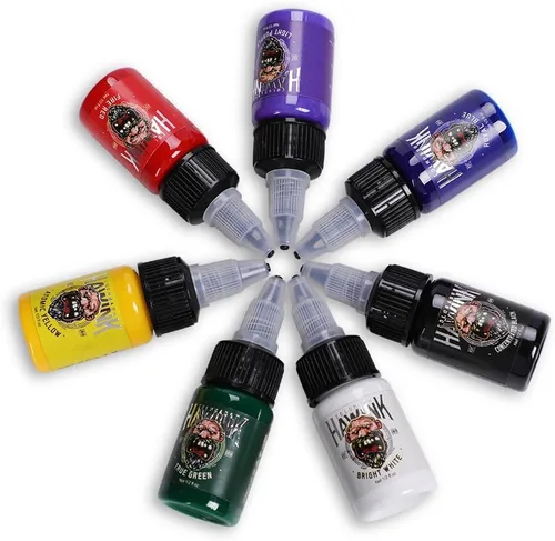 Miniatura 2 de HAWINK Juego de tinta de tatuaje 1/2oz (0.5 fl oz) suministro de tatuaje 7 colores kit de pigmento TI203-15-7