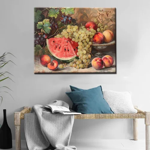 Miniatura 3 de Pintura de frutas por números para adultos, pintura al óleo digital de uva, sandía, naranja, melocotón, ciruela, lienzo, pintura acrílica, divertida