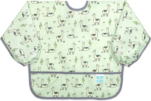 Bumkins Sleeved Bib for Girl or Boy, Baby and Toddler for 6-24 Mos E1 Llama