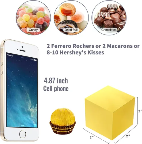 Miniatura 5 de Paquete de 50 cajas de regalo pequeñas, cajas de regalo de 2 x 2 x 2 pulgadas, cajas de regalo de papel dorado con tapas para regalos, manualidades