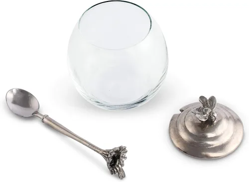 Miniatura 4 de Vagabond House Tarro de cristal de abeja de peltre con cuchara de 5 pulgadas de alto, 12 onzas