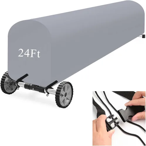 Miniatura 8 de Woanger Cubierta de carrete solar para piscina, impermeable, resistente a los rayos UV, para piscina enterrada (16 pies, negro)