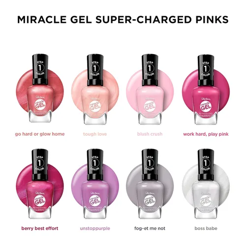 Miniatura 11 de Sally Hansen Miracle Gel Supercharged Pinks Esmalte de uñas Fórmula similar a gel de calidad de salón, sistema de dos pasos, no necesita luz UV