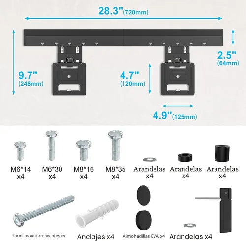 Miniatura 8 de Soporte de pared ultradelgado para TV plana y con marco de 37 a 80 pulgadas, perfil bajo de 0.37 pulgadas, montaje de pared de perfil bajo, VESA 200