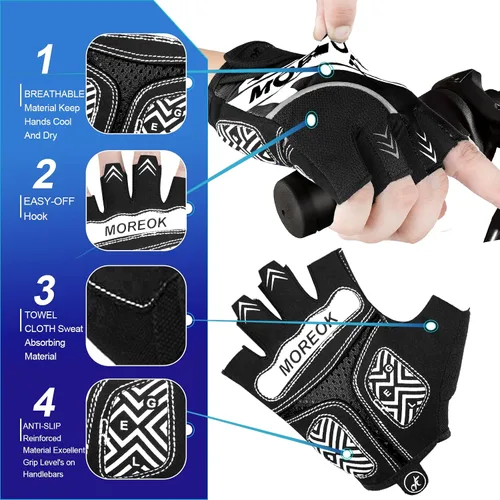 Miniatura 3 de BIKINGMOREOK Guantes de ciclismo de montaña para hombres y mujeres, medio dedo, entrenamiento, deportes, ciclismo de carretera, guantes de bicicleta