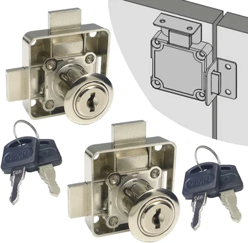 Miniatura 9 de Cerradura de puerta doble para gabinete, cerradura de cajón de gabinete [con llave igual] Cerradura de puerta de doble pestillo