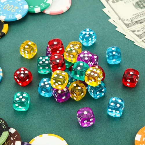 Miniatura 3 de TecUnite Juego de 30 dados de 6 caras de 0.551 in a granel de 6 caras para juegos de mesa, aprendizaje de matemáticas, aula