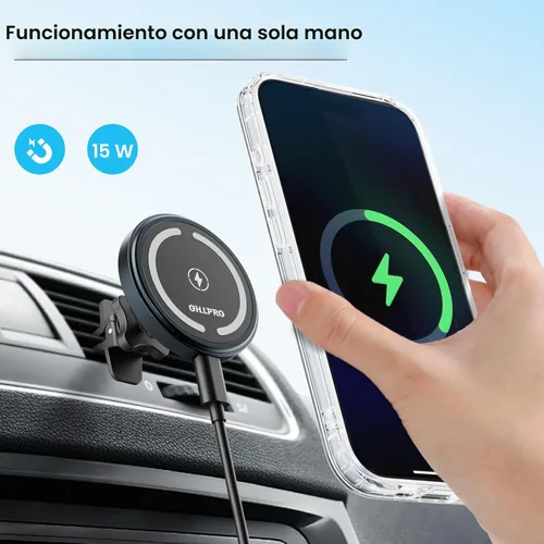 Miniatura 2 de OHLPRO Cargador de coche MagSafe para iPhone, cargador inalámbrico para coche, soporte magnético para teléfono para iPhone 17 Pro Max 16 15 14