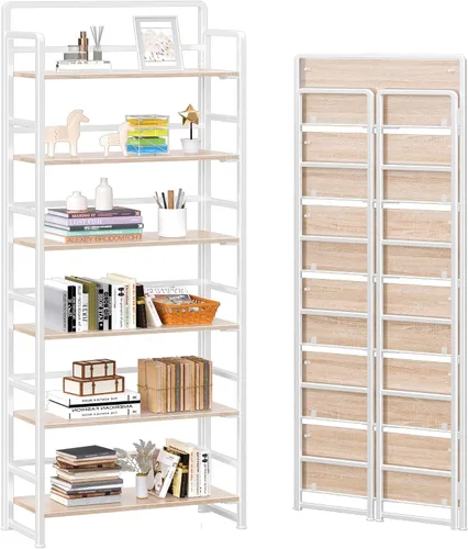 Miniatura 23 de 4NM Estantería plegable sin montaje, estante de almacenamiento para libros con estantes de 3 niveles, estilo vintage. Organizador de oficina y Todo
