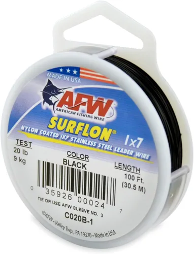 Miniatura 33 de Alambre de pesca americano Surflon recubierto de nailon 1x7 de acero inoxidable, línea líder de pesca para agua salada, prueba de 10 libras - prueba