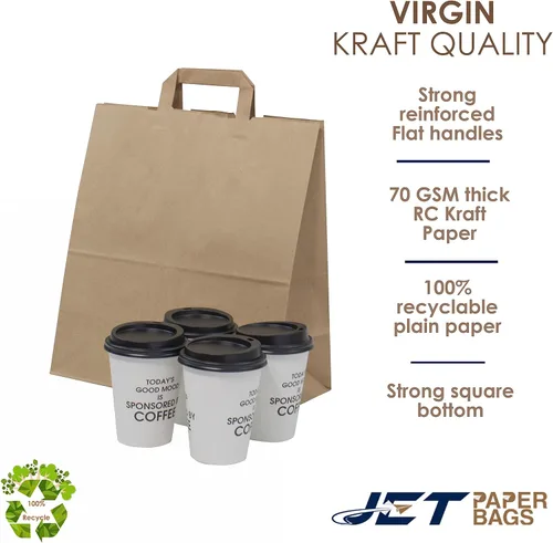 Miniatura 8 de JET PAPER BAGS - Bolsas de papel marrón grandes de 13 x 6 x 15 pulgadas con asas Prime (marrón, 13 x 6 x 15 pulgadas (paquete de 25))