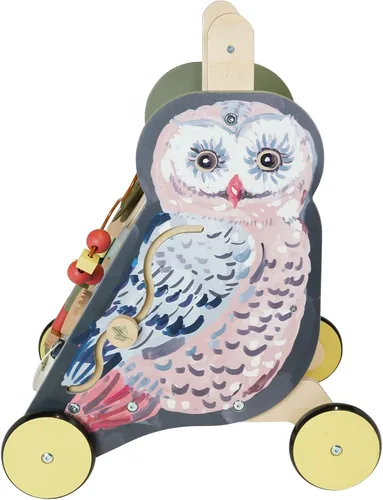 Miniatura 4 de Manhattan Toy Wildwoods Owl - Carrito de madera con clasificador de formas y cesta, ovalado dentado, hilanderos, carrera de cuentas y más mediano