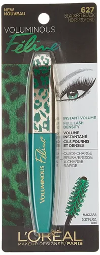 Miniatura 2 de Máscara de pestañas lavable Voluminous Feline de L'Oréal Paris, 0.27 onzas líquidas, Blackest Black Negro