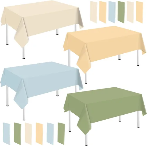 Miniatura 17 de Whaline Mantel rectangular de plástico azul polvoriento, 12 piezas, 4 colores azules, impermeable, para invierno, cumpleaños, bodas, fiestas