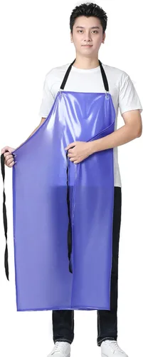 Delantales de plástico impermeables - Delantal de trabajo resistente a los químicos, mejor para la cocina, la limpieza, el baño de perros, el Azul