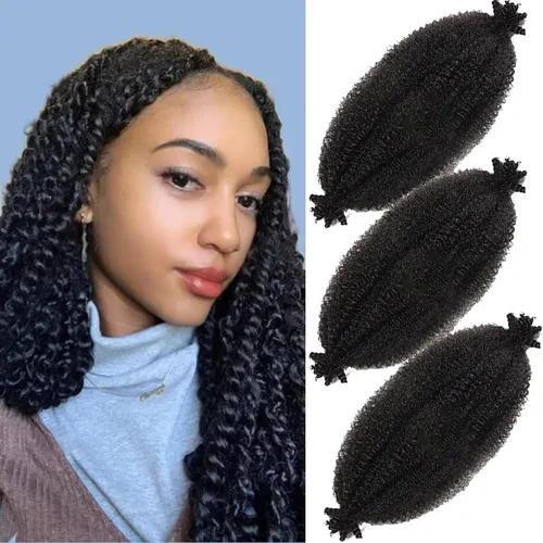 Miniatura 29 de Marley Twist - Cabello trenzado marrón Spring Twist de 18 pulgadas, cabello Marley para rastas suaves de imitación mariposa, cabello trenzado rizado