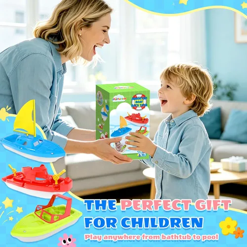 Miniatura 6 de Flota de botes de juguete para niños pequeños, botes acuáticos flotantes para piscina, baño y playa, juego de botes coloridos para niños de 3 a 5
