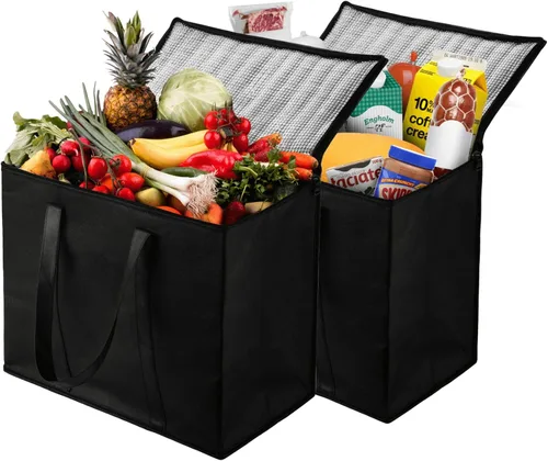 Miniatura 12 de Bolsa de enfriador XXL aislada y calentador de alimentos de NZ home para entrega y compras de comestibles con cremallera superior, color rojo