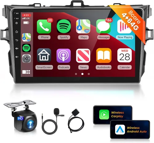 Miniatura 9 de Radio de coche para Toyota Corolla 2009-2013 estéreo de coche con Carplay inalámbrico Android Auto, pantalla táctil de 9 pulgadas 1080P DSP