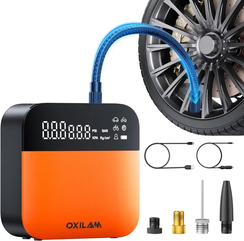 Miniatura 8 de OXILAM Compresor de aire portátil para inflador de neumáticos C1, bomba de aire recargable 3 veces más rápida para neumáticos de automóvil