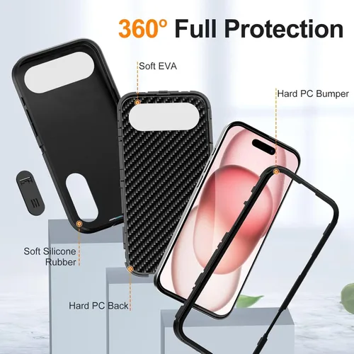 Miniatura 3 de Funda para iPhone Air con soporte integrado, a prueba de golpes, polvo y caídas, 3 capas, grado militar, funda protectora para iPhone Air de 6.5