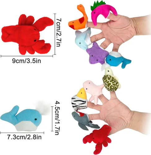 Miniatura 5 de Marionetas de dedo Sealive para niños de 1 a 3 años, marionetas de dedo de animales, juguetes de animales de peluche suaves para contar historias