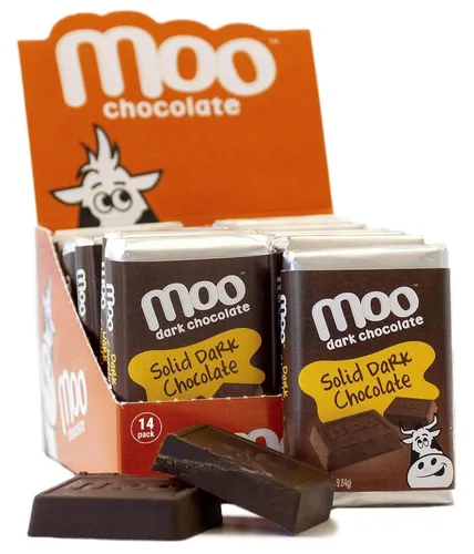 Moo Chocolates ' Mini barras de chocolate negro sólido natural, 0.7 onzas (14 unidades)