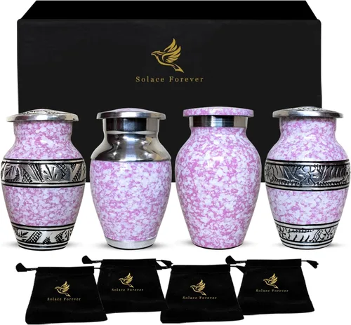 Miniatura 8 de Mini urnas para cenizas humanas, juego de 4 urnas de recuerdo para hombres y mujeres, elegantes urnas pequeñas conmemorativas para cenizas