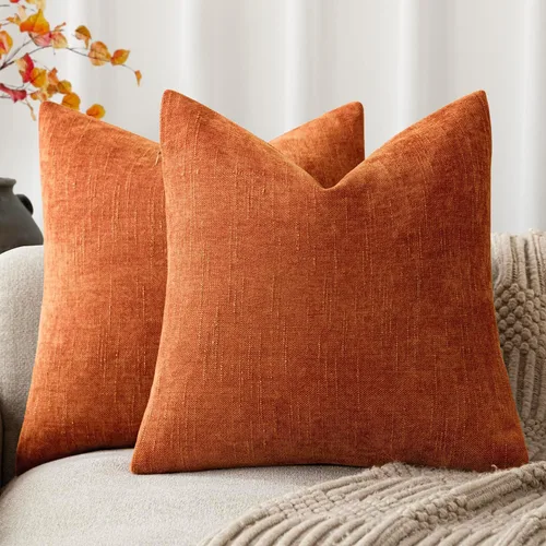 Miniatura 27 de Foindtower - Paquete de 2 fundas de almohada decorativas, cuadradas, cómodas, unicolor, suaves, lumbares, estilo rústico neutro, para sofá, sillón