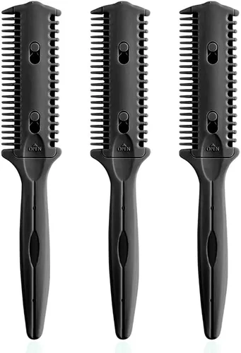 Miniatura 8 de Soft 'N Style - Juego de peines de afeitar para cortar el cabello, paquete de 3 - Peine de afeitar de doble cara, tijeras de peinado con cuchilla