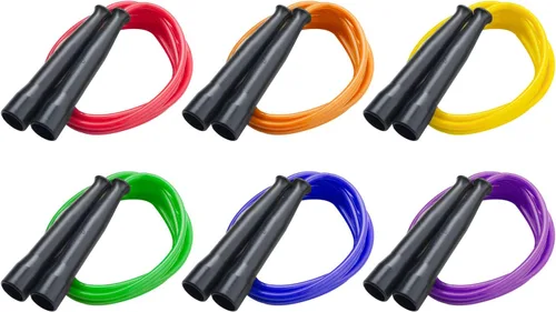 Champion Sports Cuerda de saltar de regaliz de 6 pies para fitness, varios colores, cuerdas de salto de velocidad con asas contorneadas para