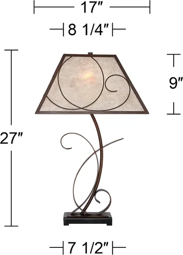 Miniatura 4 de Franklin Iron Works Teri - Lámpara de mesa rústica estilo casa de campo de 27 pulgadas de alto, estilo vintage, marrón, luz de metal, mica, cónica