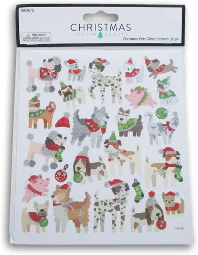 Calcomanías navideñas para perros y cachorros, calcomanías adhesivas con purpurina para manualidades y álbumes de recortes, 52 piezas