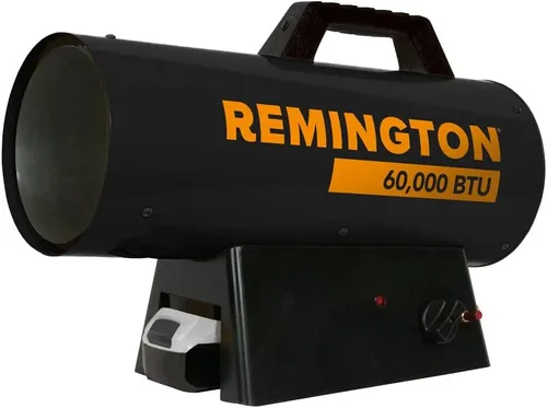 Remington Calentador de aire forzado de propano LP de 60,000 BTU con arranque eléctrico | Para garajes, graneros y talleres (REM-60VBOA-GFA-B)