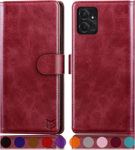 Miniatura 10 de SUANPOT Funda tipo cartera para Motorola (Moto G Power 2023) 【Bloqueo RFID】 Soporte para tarjetas de crédito, funda de piel sintética con tapa