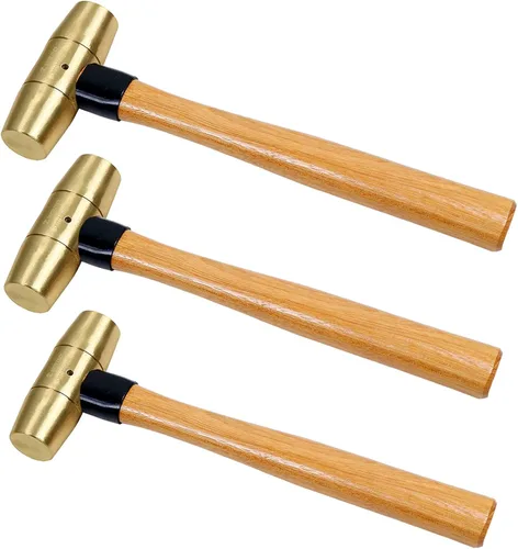 Miniatura 8 de WEDO Martillo de latón de 16 onzas, martillo de mazo de latón macizo con mango de fibra de vidrio, cabeza de doble cara, longitud de 12 pulgadas