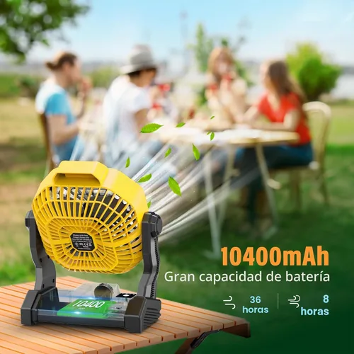 Miniatura 4 de JINLICTE Ventilador solar de 10400mAh con linterna LED, ventilador de camping con panel solar, ventilador solar recargable de 7W para exteriores