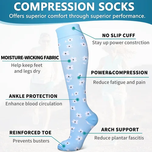Miniatura 5 de Bluemaple Paquete de 6 calcetines de compresión de cobre para mujeres y hombres, el mejor apoyo para médicos, correr, enfermería, atletismo